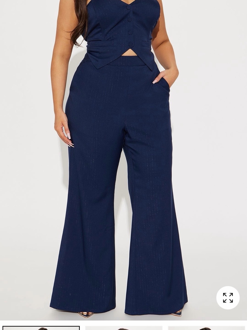 Fashion Nova Navy Amelia Strapless Two Piece Pant Suit